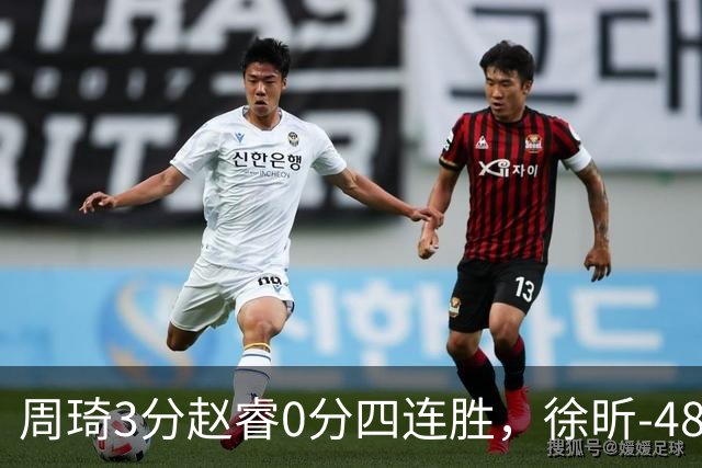 周琦3分赵睿0分四连胜，徐昕-48全队最低，张文杰陈国豪9中0